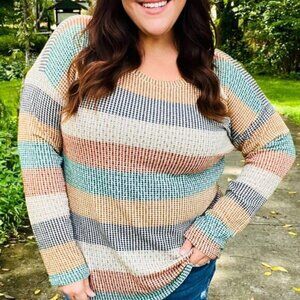 Soft Stretchy Round Neck Knit Top  sizes 2x and 3x